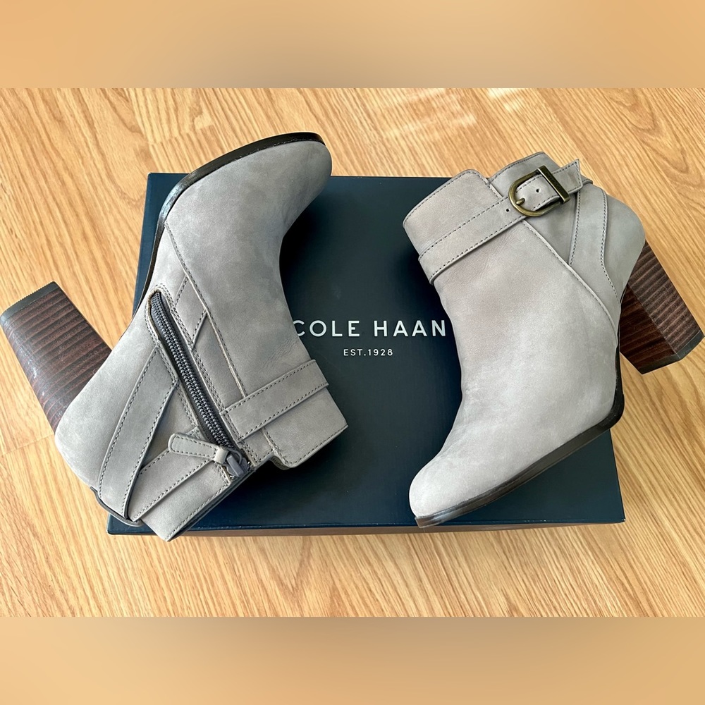 Cole Haan Cassidy Strap Bootie. Size 7. Ironstone Nubuck leather.